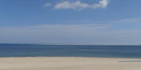 Flight over the beach and North Sea coast on Texel Island 스톡 동영상 120236735