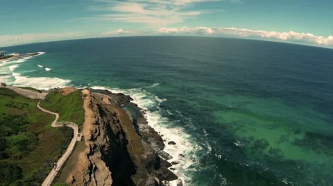 FLIGHT OVER BEACH WITH CLIFFS Stock Footage 35953519