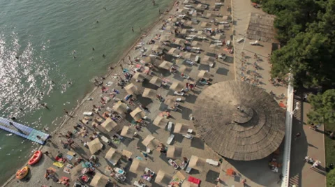 Flight over a beach Stock Footage 32389504