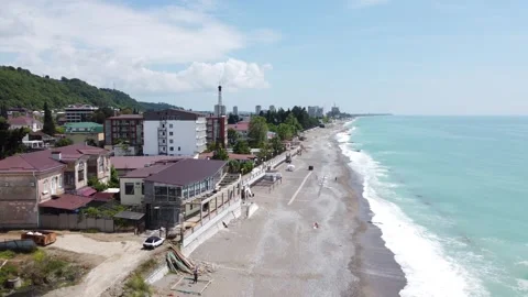 Flight over the beach in old Gagra in Abkhazia. Stock-Footage 244769887