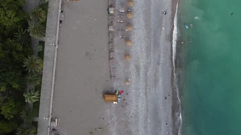 Flight over the beach in old Gagra in Abkhazia. Stock-Footage 244769961