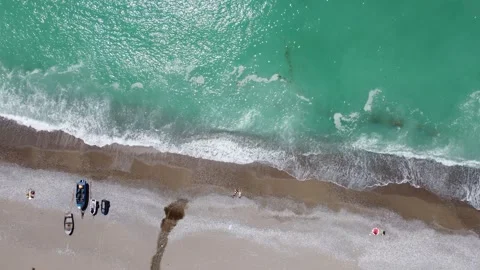 Flight over the beach in old Gagra in Abkhazia. Stock-Footage 244770120