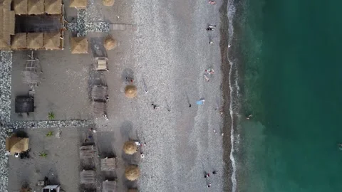 Flight over the beach in old Gagra in Abkhazia. Stock-Footage 246866900