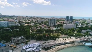 Flight over the beach. View of the city Video stock 85893523