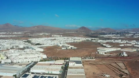 Flight over beautiful Arrecife in Lanzarote Stock Footage 141844053
