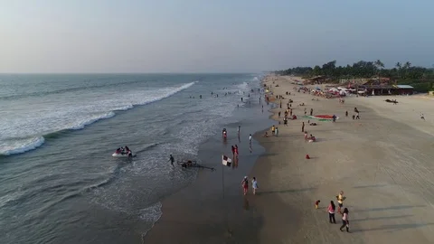 Flight over beautiful beach in Goa. Stock Footage 85021967
