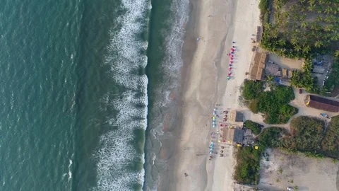 Flight over beautiful beach. Top view. 스톡 동영상 84992426