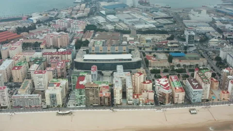 Flight over beautiful Cadiz in Spain Stock Footage 141844574