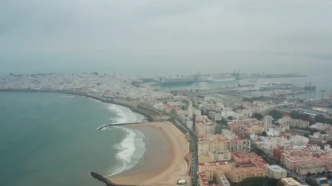 Flight over beautiful Cadiz in Spain Stock Footage 141844575