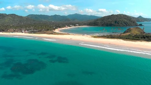 Flight over beautiful empty beach Stock Footage 105696536