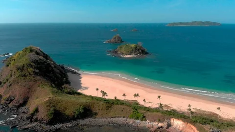 Flight over beautiful empty beach Stock Footage 105698082