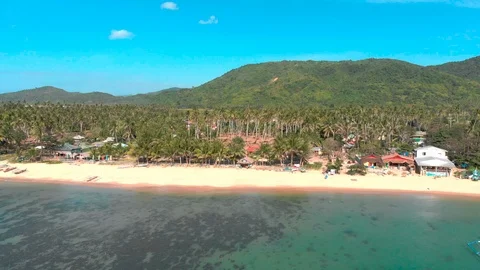 Flight over beautiful empty beach Stock Footage 105701329