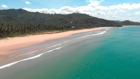 Flight over beautiful empty beach Stock Footage 105765209