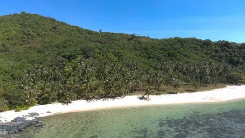 Flight over beautiful empty beach Stock Footage 105768213