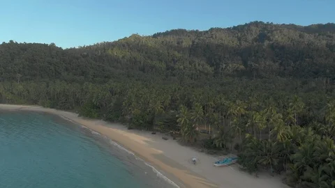 Flight over beautiful empty beach Stock Footage 105824211