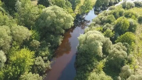 Flight over the Beautiful River Video stock 97100731