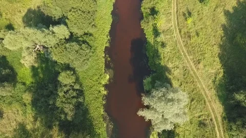 Flight over the Beautiful River Video stock 97100735