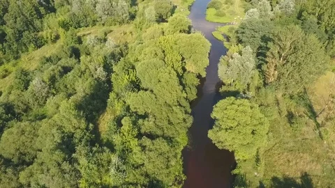 Flight over the Beautiful River Video stock 97100747