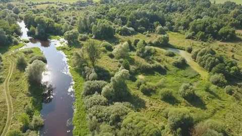 Flight over the Beautiful River Video stock 97100761
