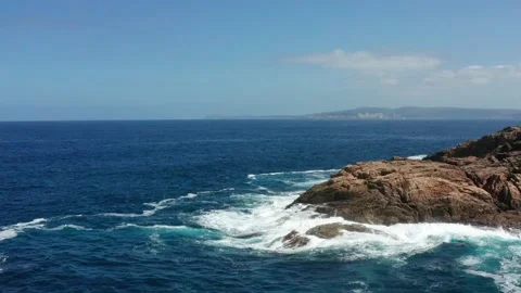 Flight over beautiful rocks in La Coruna Stock Footage 145188925
