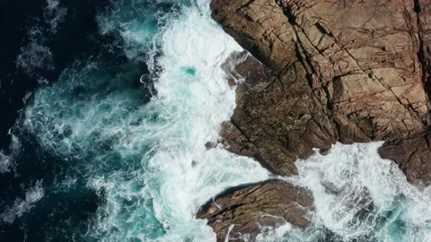 Flight over beautiful rocks in La Coruna Stock Footage 145188953