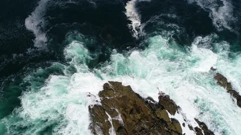 Flight over beautiful rocks in La Coruna Stock Footage 145189034
