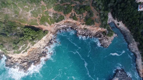 Flight over beautiful seashore at Mallorca Stock Footage 115623968