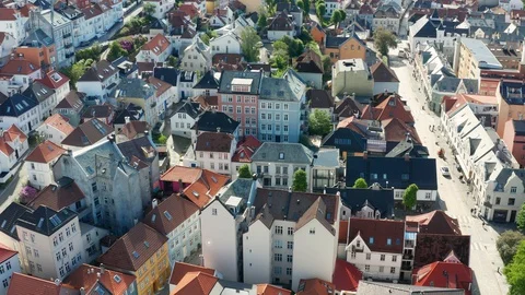 Flight over Bergen, the second largest city in Norway Video stock 128118596