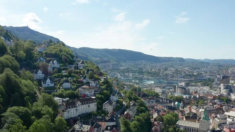 Flight over Bergen, the second largest city in Norway Video stock 128118684