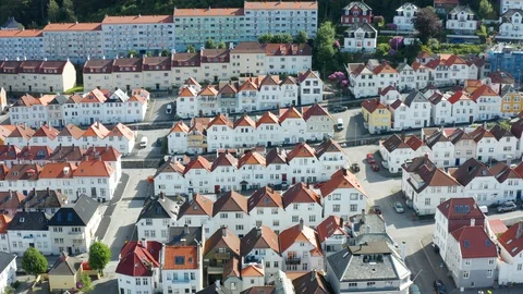 Flight over Bergen, the second largest city in Norway Video stock 128118723