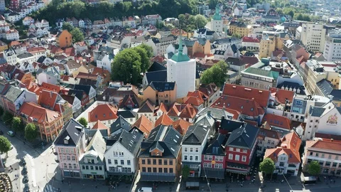 Flight over Bergen, the second largest city in Norway Video stock 128118803