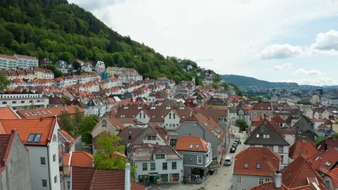 Flight over Bergen, the second largest city in Norway Video stock 128119729