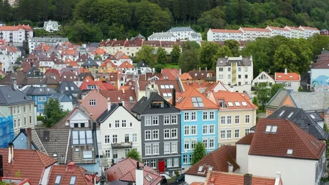 Flight over Bergen, the second largest city in Norway Video stock 128119928