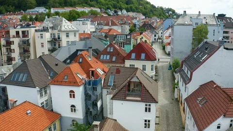 Flight over Bergen, the second largest city in Norway Video stock 128119959