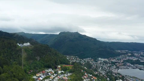 Flight over Bergen, the second largest city in Norway Video stock 128120187
