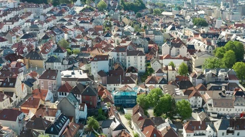 Flight over Bergen, the second largest city in Norway Video stock 128120521