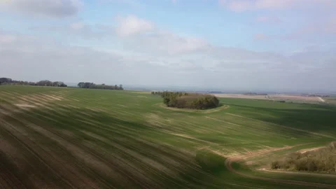A flight over the Berkshire downs in the UK.  Near the ridgeway Stock Footage 150818134