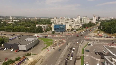 Flight over a big city in the daytime in good weather Stock Footage 82753873