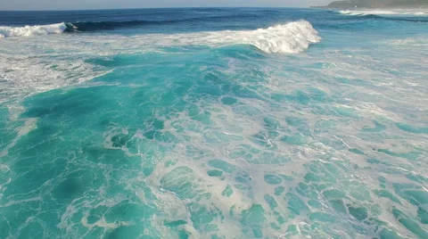 Flight over of big waves in ocean - Hawaii Stock Footage 61018196