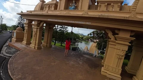 Flight over a biggest hindu temple Stock Footage 293202369
