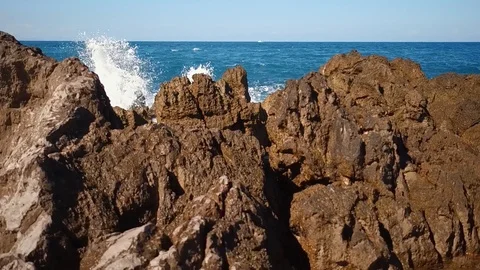 Flight over black rocks Stock Footage 97845518
