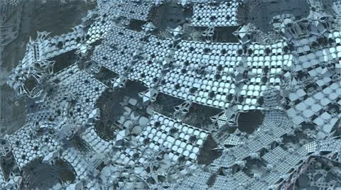 Flight over blue complex structures  Stock Footage 22155177