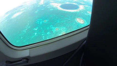 Flight over the Blue Hole In Belize, Central America Stock Footage 125001095