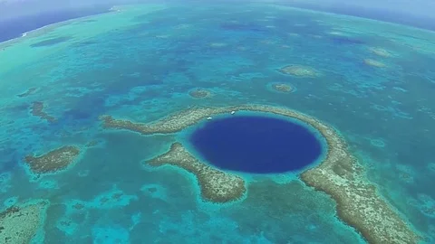 Flight over the blue hole in belize Stock Footage 125005068