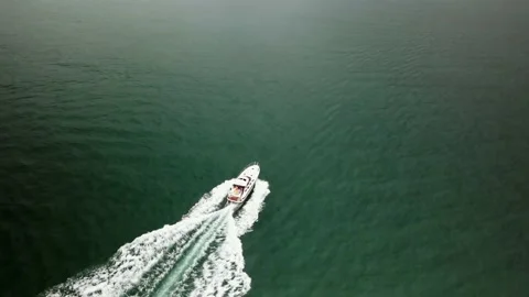 Flight over a boat on the ocean Stock Footage 159058413