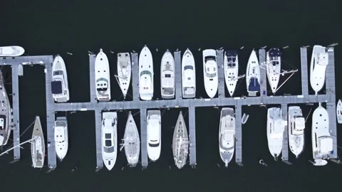 Flight over boats at the dock Stock Footage 155353200