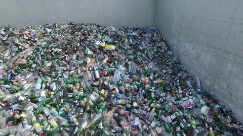 Flight over the bottle storage, aerial view Stock Footage 85290976