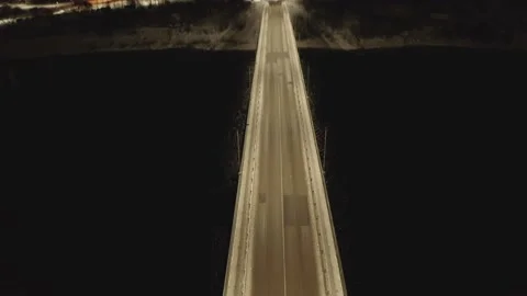 Flight over the bridge at night 動画素材 174940022