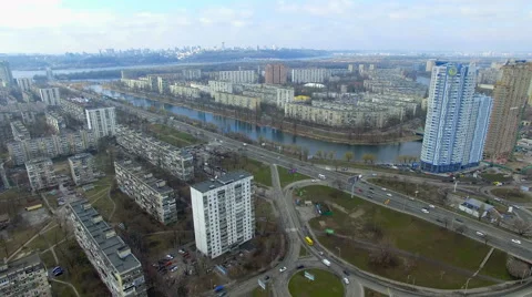 Flight over the capital of Ukraine Stock Footage 60788925