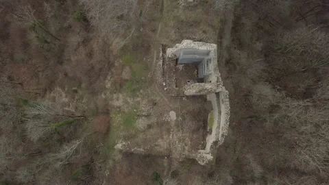 Flight over a castle ruin 4k Stock Footage 148568100